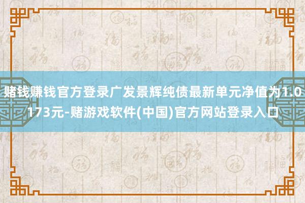 赌钱赚钱官方登录广发景辉纯债最新单元净值为1.0173元-赌游戏软件(中国)官方网站登录入口